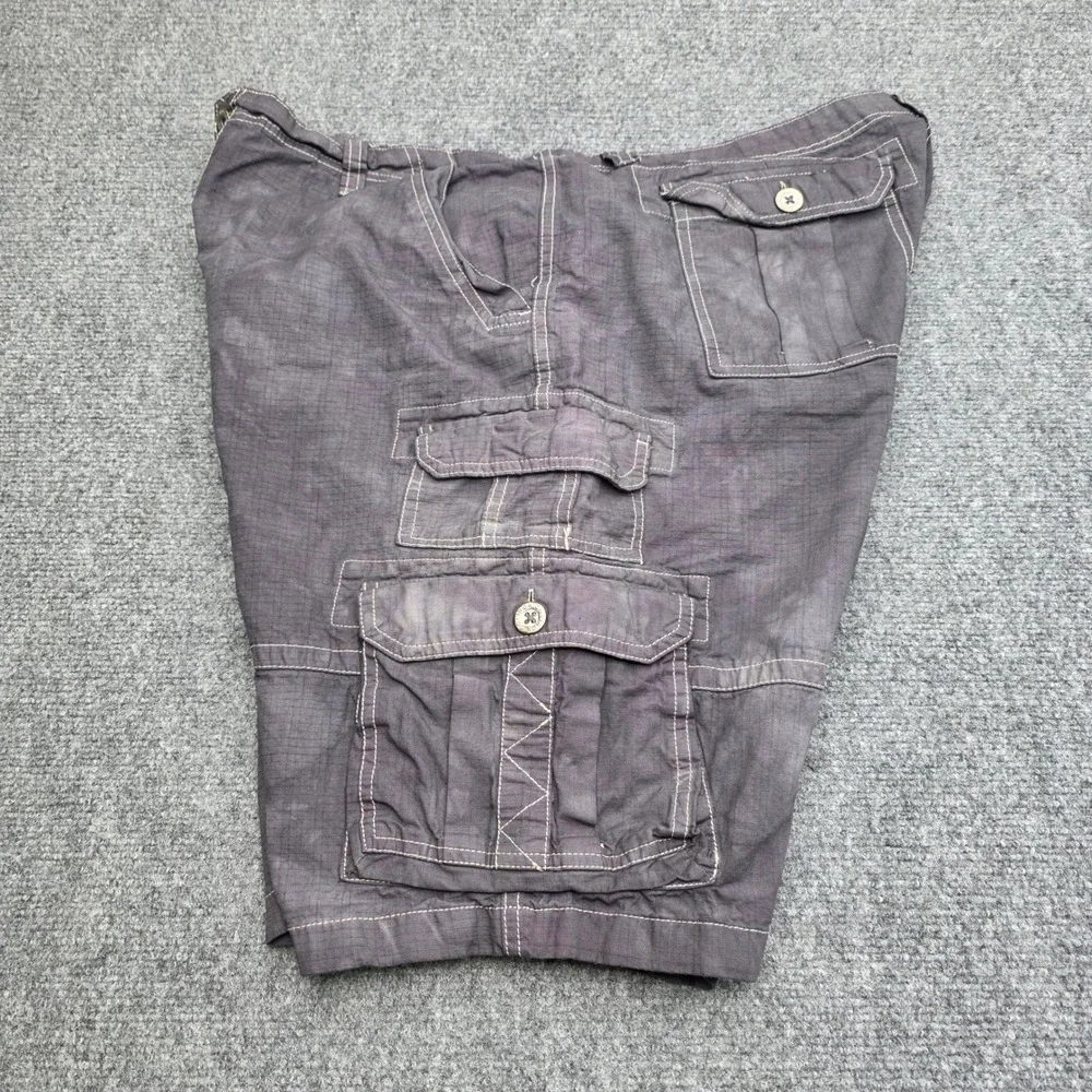 Iron Co Men's 38 Over-Dyed Cargo Shorts Gray 100% Cotton Distressed Vintage Look